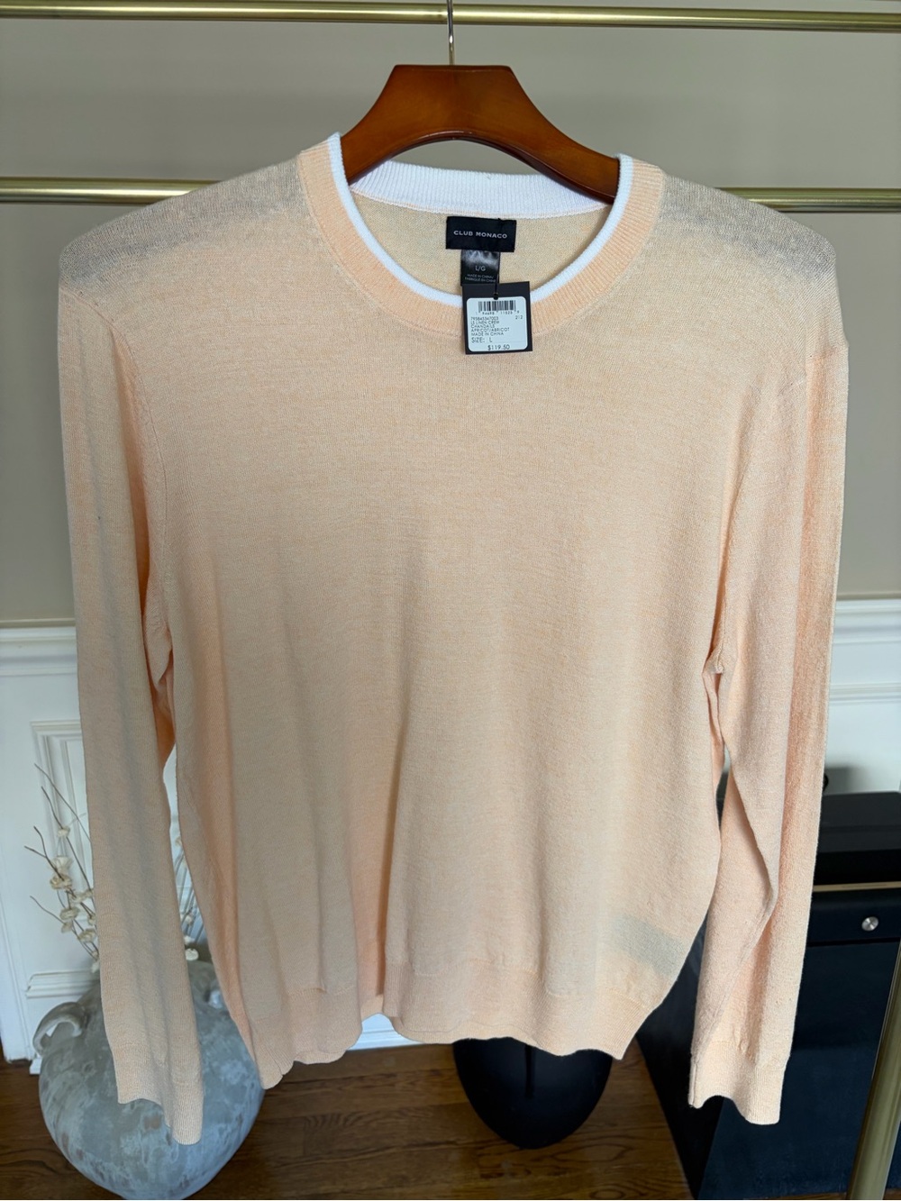 NWT Club Monaco Men’s Linen Crewneck Sweater size Large color Apricot